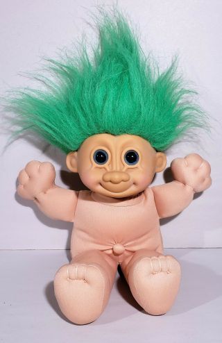 Vintage Russ Troll Doll 12 " Soft Body Green Hair