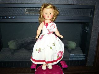 Vintage 15 " Ideal Vinyl Shirley Temple Doll,  Dress,  Shoes & Shirley Pin
