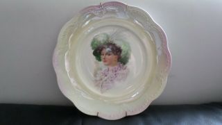 Antique Limoges China Plate,  Victorian Lady Portrait 9 1/8 "