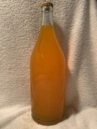 Rare Full 28oz Orange Crush Embossed Soda Bottle Pittsfield,  Mass