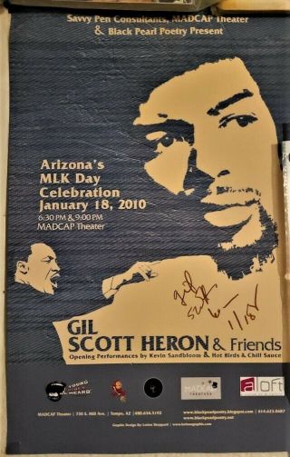 Gil Scott - Heron Signed 11x17 Show Concert Poster Rare Proof Vtg 2010 Mlk Day Az