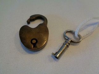 Antique/vintage Miniature Brass Lock W/ Key -