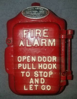 Antique Vintage Federal Sign Fire Alarm Box Red Metal Rare Fireman Pull Station