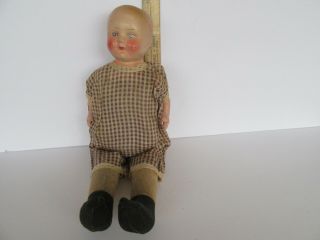 Antique Composition Head & Jointed Arms Doll W/ Cloth Body (15.  5 ")