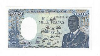 Rare Unc Central African Republic 1986 1000 Francs Elephant And Giraffe