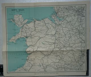 1934 Vintage Bartholomew Map Of North Wales