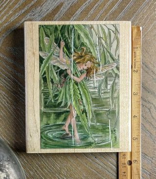Willow Flower Fairy Wooden Rubber Stamp - Cecily Mary Barker - Inked Once - Rare
