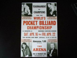 Billiard Poster Worlds Pocket Billiard Champ.  (rare)