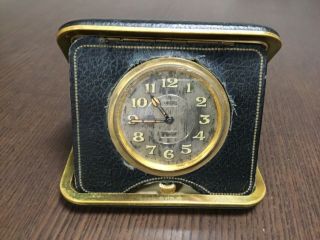 Antique Vintage Wind Up Folding Travel Clock Runs