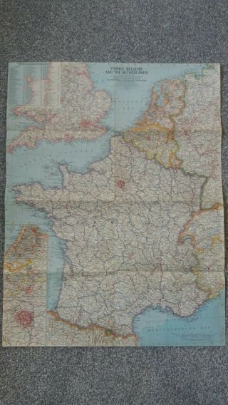 Vintage Map Of France,  Belgium And The Netherlands 1960