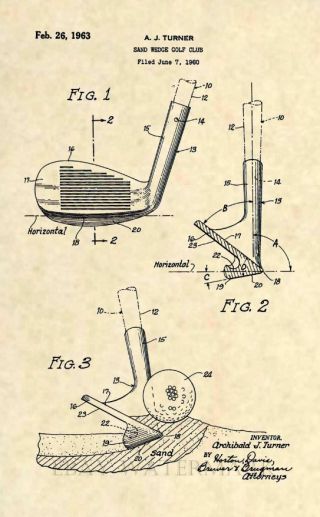 Official Sand Wedge Us Patent Art Print - Vintage 1963 Antique Golf Club 317