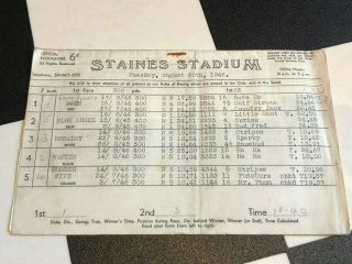 Rare Vintage 1946 Staines Vintage Greyhound Racing Programme 20 Aug Racecard