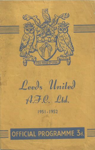 Rare Football Programme Leeds United V West Ham United 1952