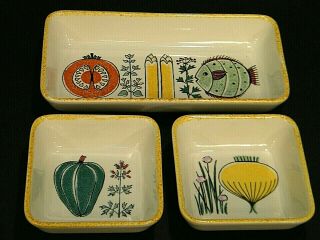 3 Pc Vintage Mid Century Art Pottery Tray Trinket Bowl Dish West Germany 105341