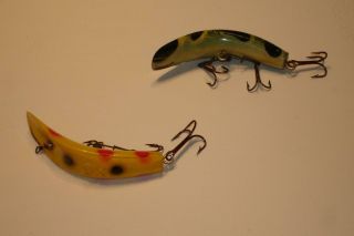 Two Vintage Helin Tackle Co.  Flatfish Lures - Near - Unfished