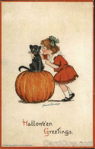 Frances Brundage Halloween Greetings Antique Postcard Vintage Post Card