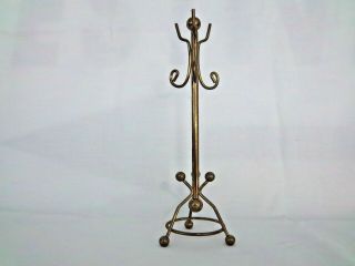 Mini Coat & Hat Rack Stand For Doll House Or Jewelry Metal Hanger Brassy