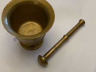 SOLID BRASS BRONZE ANTIQUE VERY HEAVY PHARMACY MORTAR & PESTLE: APOTHECARY 3