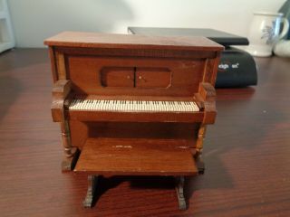 Vintage Shackman Dollhouse Miniature Wooden Piano & Bench Made In Japan