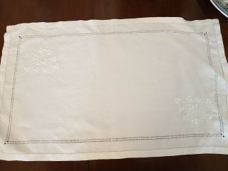 Vintage Large White Embroidery And Cut Work Tray Cloth