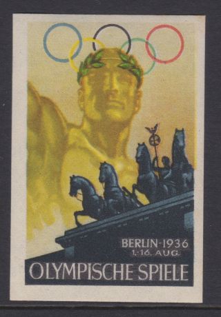 Olympic Games Stamp Etiquette / Vignette Rare Early Games 1936 Berlin Poster