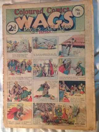 Ext Rare Vintage Comic Wags Vol 3 No 38 1939 Early Eisner,  Kirby,  Bob Kane Etc