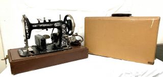 Antique The Schenley Sewing Machine In - Case - Rare - With Raico Motor