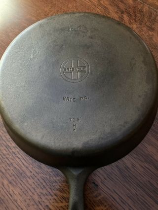 Vintage Griswold Cast Iron Skillet No 10 W/small Logo,  P/n: 716 H With Rare Dot