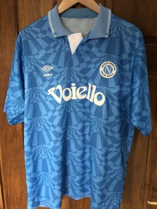 Rare Vintage Umbro Napoli 1991 - 93 Home Football Shirt Jersey Maglia.  Size L