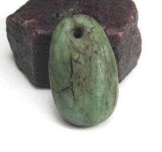 Rare Ancient Mauritania " Amazonite " Pendant Bead 5mm X 13mm X 22mm