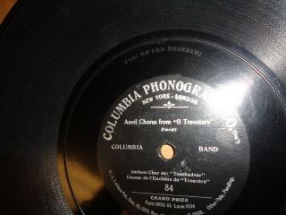 Rare 1906 Columbia Phonograph Co.  1 - Sided 78/columbia Band