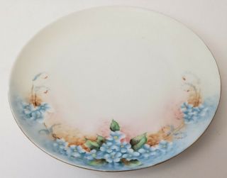 Antique Mz Austria Porcelain Plate Floral Blue Flowers With Gold Gilt Edge 7 "