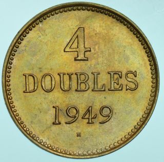 Rare Guernsey George Iv 4 Doubles,  1949 - H Coin Choice Unc [only 19200 Minted]