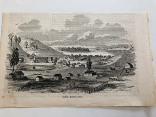 1857 Ballou’s Antique Print View Of The City Of Council Bluffs Iowa 1620