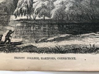 1855 Ballou’s Antique Print View Of Trinity College Hartford Connecticut 1620 3