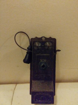 Vintage Miniature Made In Hong Kong Antique Wall Phone Pencil Sharpener