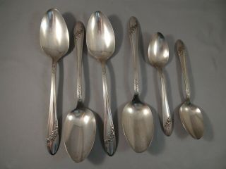 Vintage 6 Spoons Queen Bess Ll Oneida Community Tudor Plate Flatware Silverplate