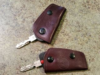 Vintage Rare Brown Leather Mercedes Benz Car Key Set