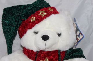 Vintage Plush White Christmas Collectors Teddy Bear Kmart 2001