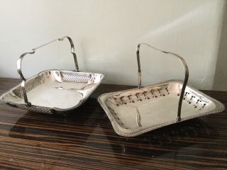 Vintage Antique Silver Plate? Pierced Handled Ornate Basket Dish/ Bowls