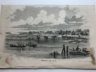 1857 Ballou’s Antique Print View Of Communipaw Jersey City Jersey 11620