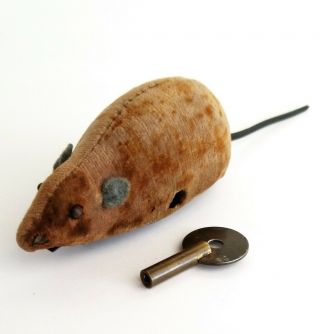 Antique Schuco Wind - Up Mouse Made In Us Zone Germany Tin Toy Key Not