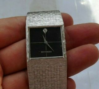 Rare Vintage Wittnauer Silver Tone Watch Wind Up Wristwatch Deco Look Nr