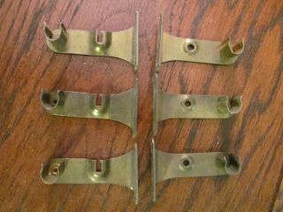 Set Of 6 Vintage Brass Plated Steel Curtain Rod And Shade Brackets