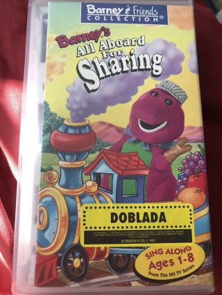 Barney’s All Aboard For Sharing Spanish Doblada Vhs Rare