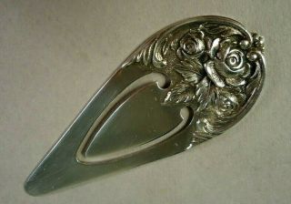 Vintage S Kirk & Son Repousse Rose Sterling Silver Book / Page Mark Bookmark