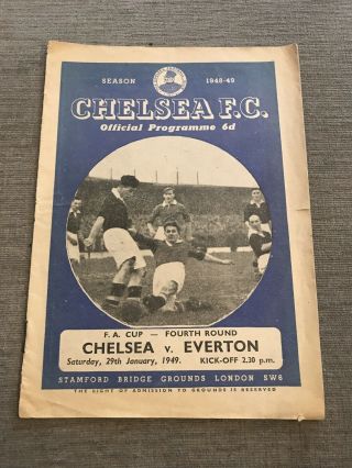 Rare Vintage Chelsea Fc V Everton 29/01/ 1949 Football Programme Fa Cup