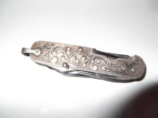 Rare Vintage Sterling Silver Multi Tool Swiss Army Knife Style Pocket Knife