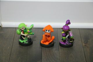 Nintendo Amiibo Splatoon Inkling Amiibo 3 Pack Rare Orange Squid Purple Boy Alt