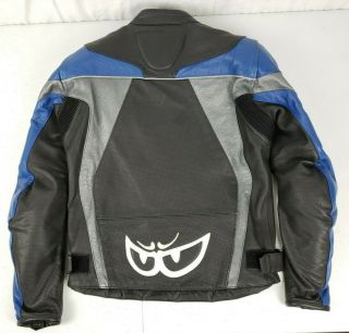 Berik MotoGP Full Blue Grey Black Leather Jacket w Protective Gear Small - Rare 2